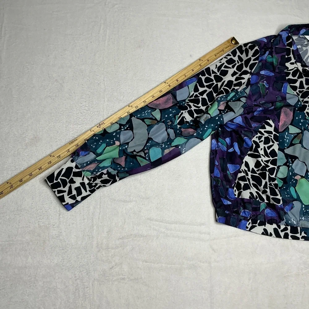 NWT Apricot Women Abstract Print Long Sleeve Collared Button Down Blouse - Picture 9 of 12